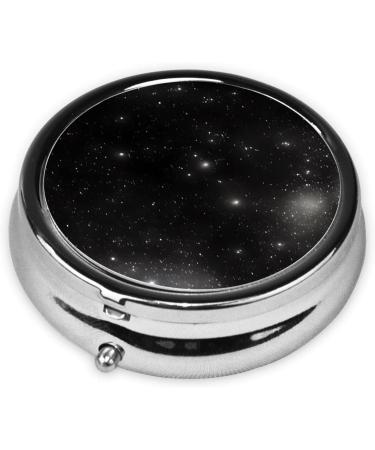 Black and White Galaxy Round Pill Box | 3 Compartment Travel Organizer | Portable Pill Storage for Easy Travel - Buy Online on GoSupps.com