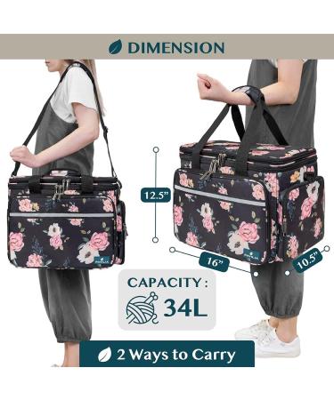 Pavilia Knitting Bag Yarn Storage Tote - Crochet Organizer with Dividers for Knitting Accessories, Yarn, Needles, Hooks - Soft Rose - Buy Online on GoSupps.com