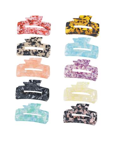 Deviegath 10 Pack Celluloid Rectangular Hair Claw Clips for Women and Girls - Buy Online on GoSupps.com