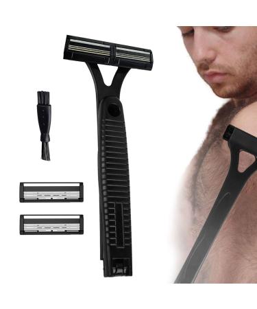 Humdcdy Back Shavers for Men Back Hair Removal and Body Shaver Waterproof Personal Trimmer with Ergonomic Handle for Sensitive Skin and Hair Trimming Black