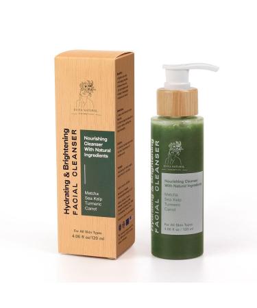 Evita Natural Cosmetics Hydrating & Revitalizing Facial Cleanser with Matcha & Sea Kelp Nourishing Face Wash for All Skin Types 4.06 fl oz