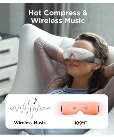 VMOK Heated Eye Massager with Compression and Bluetooth Music - Relaxing Eye Temple Massager for Migraine Relief, Dark Circles, and Improved Sleep - Ideal Birthday Gift for Women in White - Buy Online on GoSupps.com