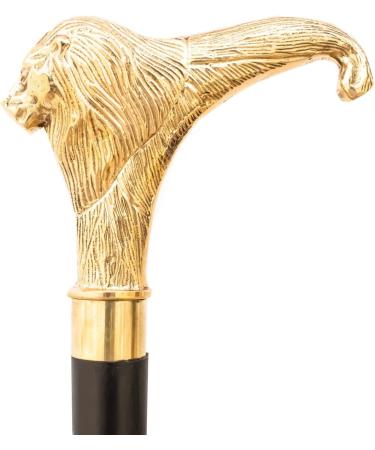 FYNJREX Brass Walking Stick Solid Vintage Designer Lion Head Wooden Cane Antique Style - Buy Online on GoSupps.com