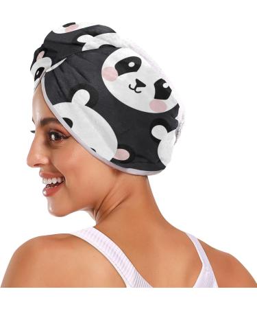 Cute Panda Black Hair Towel 2 Pack | Super Absorbent Quick Dry Turbans for Women & Girls - Buy Online on GoSupps.com