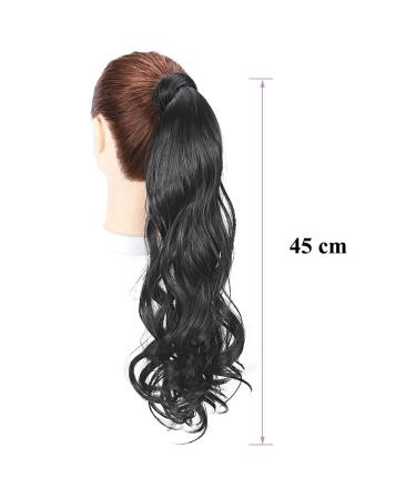 Shop 45cm Black Wavy Ponytail Clip-In Braid Extension - Realistic Hairpiece for Effortless Style - Buy Online on GoSupps.com