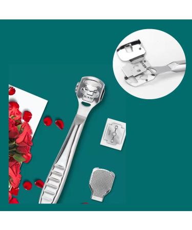 Stainless Steel Foot Scraper Set - Callus Shaver & Hard Skin Remover Pedicure Kit with 10 Replacement Blades - Buy Online on GoSupps.com