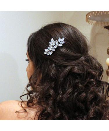 Jakawin Rhinestone Bride Wedding Hair Piece Silver Crystal Hair Comb Bridal Hair Accessories for Women and Girls HC047S
