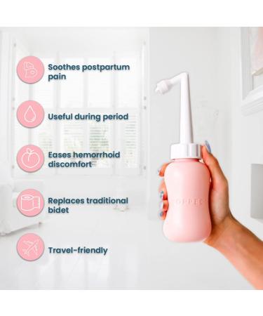 Pink Popped Peri Bottle for Postpartum Care | Portable Travel Bidet - 10 oz - Buy Online on GoSupps.com