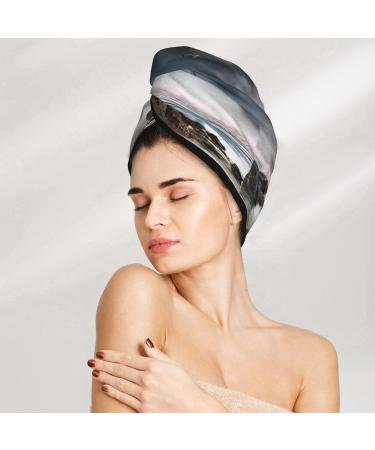 Hair Towel Wrap - Fast Drying Button Closure Turban for Quick Hair Drying - 3D Lighthouse Design - Buy Online on GoSupps.com