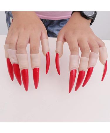 10Pcs Cosplay Fake Nails Witch Nails Realistic Terrible Horror Decorative Claws Halloween Nails Witch Decorations Halloween Props for Festival Black - Buy Online on GoSupps.com