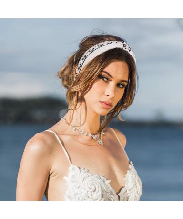 Shop Lurrose Handmade Fabric Hair Bands - 3 Piece Set | Women s Wide Knot Hair Accessories in White Blue Black - Buy Online on GoSupps.com