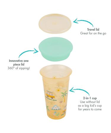 First Years Sip Around Spoutless Cup - 2 Cups in 1 | 360 Sipping | Converts to Big Kid's Open Cup | 2PK Orange/Green - Buy Online on GoSupps.com