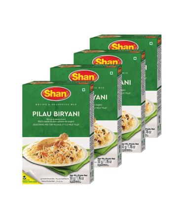 Shan Rice Pilau Biryani Seasoning Mix 50g - 4 Pack | Mughal Style Meet Pilaf Mughal Stil Fleisch Pilaw.