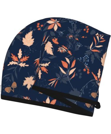 Buy Hair Towel Wrap - Fast Drying Turban with Button | Autumn Leaves & Blue Design - Buy Online on GoSupps.com