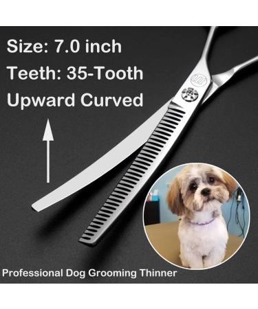 Moontay Professional 7.0 Dog Grooming Chunkers Scissors - Japan 440C Stainless Steel 35 Teeth Upward Curved Thinning Shears for Pet Groomers | 7.0 inches - Buy Online on GoSupps.com