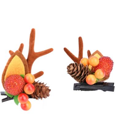 Gledola 2 Pairs Christmas Headdress Reindeer Antlers Headband Ears Hair Accessory Clips Hair Hoop for Girl Beauty (Litchi) - Buy Online on GoSupps.com