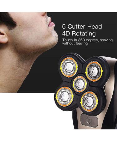 Men's 5-in-1 5D Electric Rotary Razor - Rechargeable Waterproof Five-Headed Beard & Hair Razor for Perfect Bald Look - Buy Online on GoSupps.com