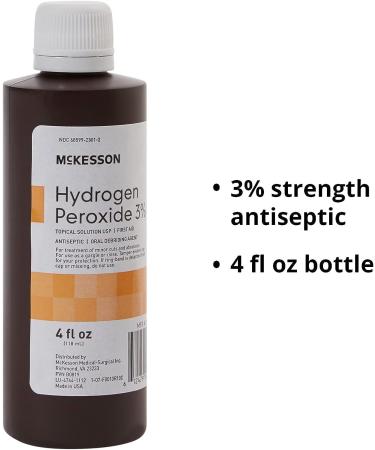 McKesson Antiseptic Hydrogen Peroxide 3% 4oz Bottle - Pack of 24 - Buy Online on GoSupps.com