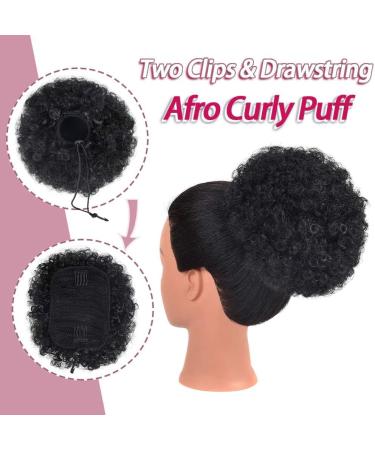 Afro Puff Drawstring Ponytail for Black Women Short Kinky Curly Afro Ponytail Synthetic Hair Afro Bun Drawstring Ponytail for Women(small size(Pack of 2) natural black(2#) small size(Pack of 2) natural black(2#) - Buy Online on GoSupps.com