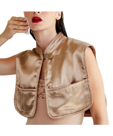 MONII Hair Drying and Makeup Cape Satin Alternative Microfiber Hair Towel Wrap Hair Cutting Cape Makeup Bib and Smock Champagne M/L