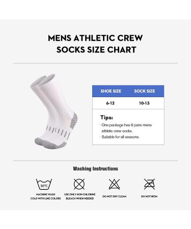 Heatuff Men's Crew Athletic Work Socks - 6 Pack, Moisture Wicking & Cushioned - Buy Online on GoSupps.com