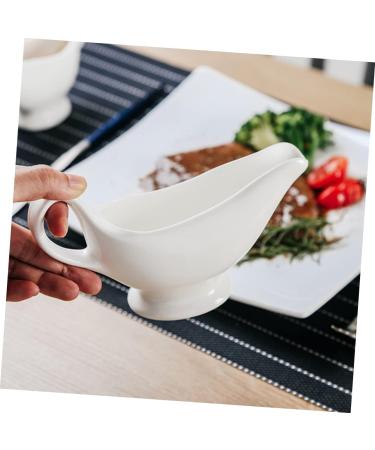 Zerodeko 1pc Sauce Hopper Porcelain Dipping Dish Milk Creamer Pitcher Syrup for Coffee Dining Gravy Boat Sauce Boat with Candle Kitchen Supplies Gravy Pitcher Jar Ceramics White Glass Salad White 20X6X12CM - Buy Online on GoSupps.com