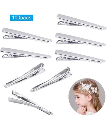 AvoDovA 100pcs Metal Crocodile Clips Hair 45mm/1.7inch Alligator Hair Clips Silver Styling Hair Clips Single Prong Teeth DIY Non-slip Hair Barrette for Women Girls Hairdressing DIY Hair Bows Making - Buy Online on GoSupps.com