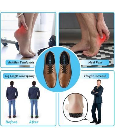 Height Increase Insoles for Men & Women | Invisible Heel Lift Inserts for Leg Length Discrepancy | Shock Absorbing Boosters (Black Small-0.6 Height - Buy Online on GoSupps.com