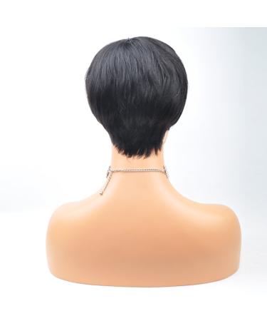 Yviann Pixie Cut Short Human Hair Wig for Black Women - Natural Straight 1B Color - Buy Online on GoSupps.com