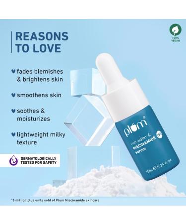 Plum-10% Niacinamide Face Serum with Rice Water & Squalane - Brightens Clears Blemishes Fragrance-Free All Skin Types 10 ml - Buy Online on GoSupps.com
