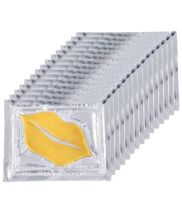 KlsyChry 15pcs Gold Gel Collagen Lip Mask Moisturizing Lip Plumper Patches Crystal Lip Pads for AntiWrinkle AntiAging AntiChapping Firms and Moisturizes Lips