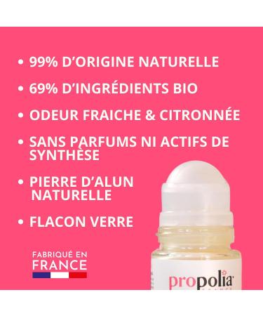  Propolia Propolia - COSMOS ORGANIC - Antiperspirant Deodorant - Moisturizes and softens - Honey Witch Hazel & Alum Crystal - Fresh lemony scent - Made in France - 50ml Roll-on - Buy Online on GoSupps.com