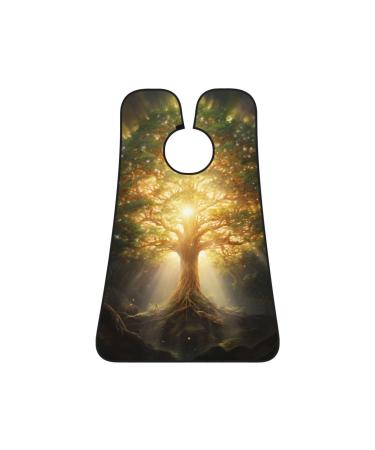 Sunlight shining on trees Print Beard Bib Apron Non-Stick Beard Men's Hair Catcher for Shaving Gifts for Men. One Size Black3