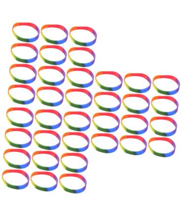 MAGICLULU 24 Pcs Rainbow Bracelet Women's Bracelets Bracelet for Women Friendship Jewelry Rainbow Rubber Wristbands Expandable Bangle Bracelet Pride Friendship Bracelet Lgbt Bracelet Miss Colorfulx3pcs 6.5X6.5X1CMx3pcs