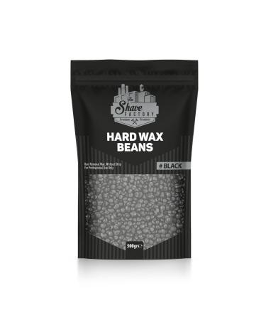 The Shave Factory Wachbarrels for hair removal I Hard Wax Beans for thorough and gentle depilation I d pilation with waxing pearls for face and body I black I 1 x 500g 500 g (1 Pack) black wax sparrows