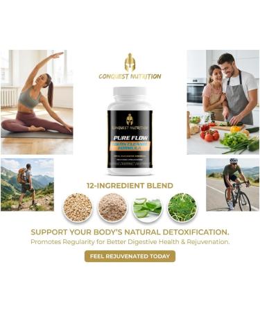 Conquest Nutrition Pure Flow Colon Cleanse Formula Digestive Detox & Gut Health Support Natural Herbal Fiber & Probiotic Blend for Regularity Bloating Relief & Colon Detox 60 Veggie Capsules - Buy Online on GoSupps.com