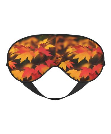 Sleep Mask Eye for Women Men Reusable Soft Blackout Eye Masks Covers for Night Better Sleep Travel Camping Road Trip Essentials Gifts for Him Her - Red Maple Leaves