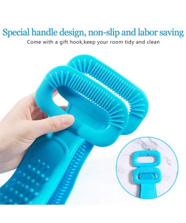 Inmorven 30-inch Blue Back Scrubber for Shower - Extra Long Silicone Body Brush with Handle for Men and Women - Buy Online on GoSupps.com