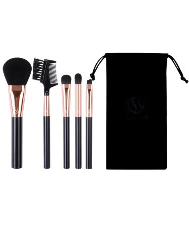 Travel Makeup Brushes Set w/Pouch 5PCS Mini Cosmetic Brushes Kit for Foundation Eyeshadow Lip Blush Make Up Brushes Professional 5 Pieces