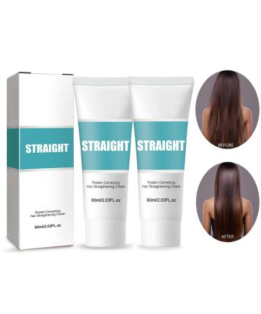 2PCS Protein Correcting Hair Straightening Cream 2023 New Silk and Gloss Hair Straightening Cream  Hair Straightener Cream for Thick  Curly  and Unruly Hair  AMind4U