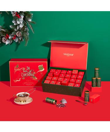 VAHDAM Tea Advent Calendar 2022 - 24 Tea Varieties in Holiday Gift Box | 100% Natural Ingredients | Christmas Tea Gift Set for Women & Men - Buy Online on GoSupps.com