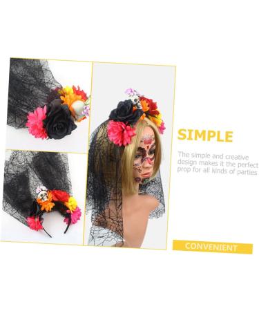 Didiseaon Spider Yarn Button Rose Flower Halloween Veil Headband Day of The Dead Veil Skull Flower Hair Band Bridal Hair Clip Black Outfit Festival Headband Cosplay Fabric Flowers Bride - Buy Online on GoSupps.com