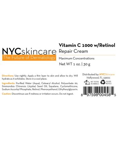 Vitamin C Retinol Cream for Face | Anti-Aging Brightening | Jojoba Oil & Squalane | 1oz Professional Quality - Buy Online on GoSupps.com