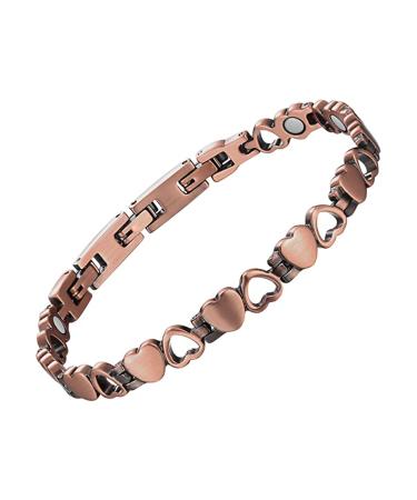 HyyMe Magnetic Bracelet for Women Copper Magnetic Bracelet for Lymphatic Drainage Heart Shape Design Adjustable Jewelry Gifts for Women. (Copper1)