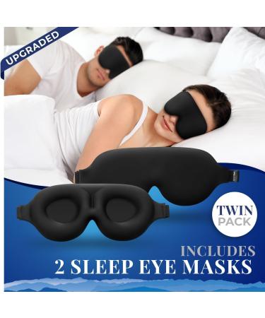 Buy Sleep Mask 2 Pack - Patented Contoured Eye Masks for 100% Blackout Zero Pressure Comfort - Ideal for Men & Women - S2 Black - Buy Online on GoSupps.com