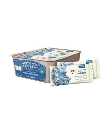 GoMacro MacroBar Organic Vegan Protein Bars - Oatmeal Chocolate Chip (2.3 Ounce Bars, 12 Count) - Buy Online on GoSupps.com