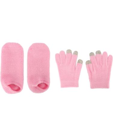 Qukaim Repair Spa Gloves Socks Moisturizing Gel Gloves Socks Set Touch Screen Spa Gloves Socks for Dry Cracked Hands Feet Pink - Buy Online on GoSupps.com
