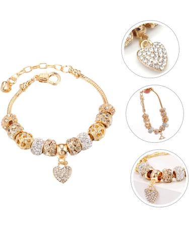 Adorainbow Heart Charm Bracelet Heart Pendant Bracelet Tennis Bracelet for Women Bracelets Beaded Stretch Bracelet Trendy Jewelry Crystal Beads Heart Decor Big Hole Beads Alloy Miss Wrist - Buy Online on GoSupps.com