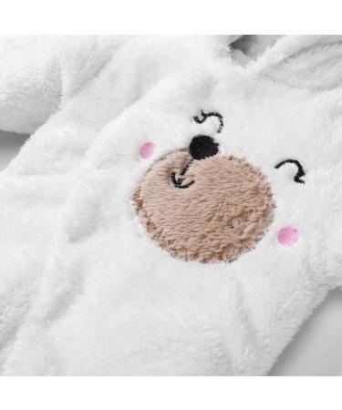 JiAmy Baby Hooded Romper Winter Jumpsuit | Boys Girls Flannel Outfits | Toddler Pajamas Footies Outwear | White 12-18 Months - Buy Online on GoSupps.com
