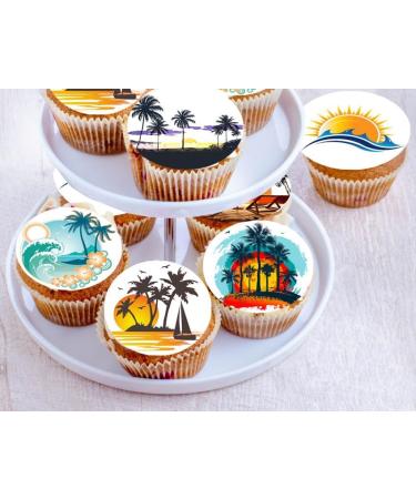 24 x Pre-Cut Travel Holiday 1 Edible Stand up Wafer/Rice Paper Cupcake Cake Toppers Birthday Party Beach Decorations (Summer Style 1) - Buy Online on GoSupps.com